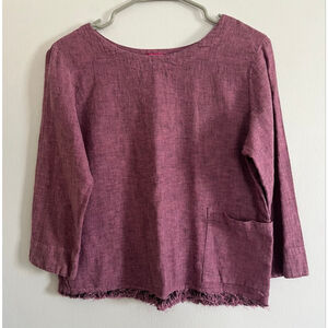 Cut Loose linen blend raw hem shirt size S